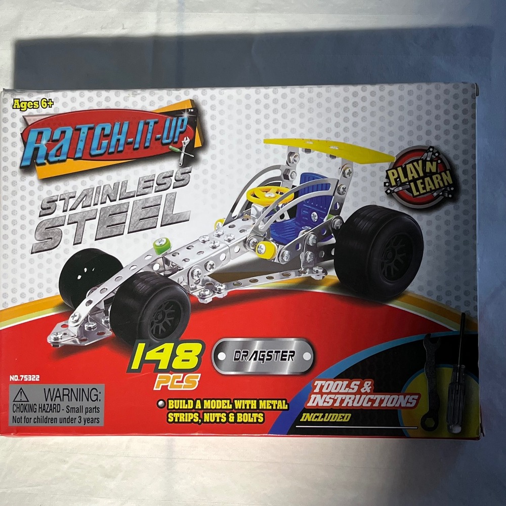 Ratch-It-Up Stainless Steel Dragster Model Kit 148 Pcs STEM Toy Ages 6+